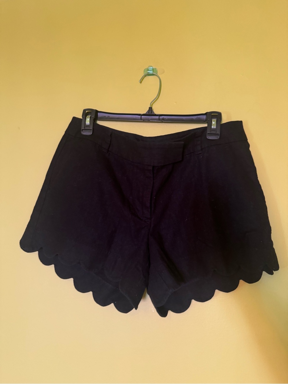 J. Crew Black Scalloped Hem linen Women's Shorts